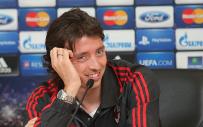 Defender' Milan 'Riccardo Montolivo during a press conference ahead of the UEFA Champions League 2012/13, «Zenit» — «Milan»
