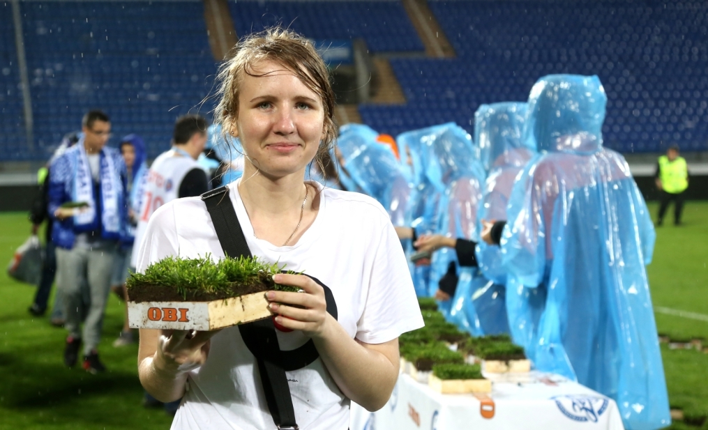 «ОБИ» подарил газон «Петровского» болельщикам