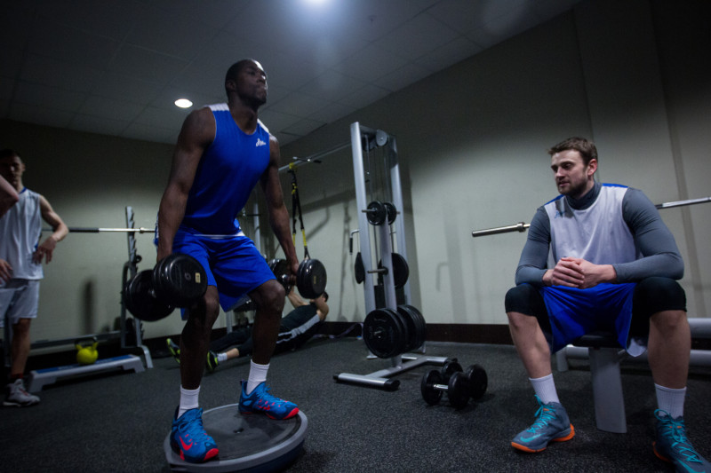 Тренировка основного состава БК «Зенит» перед матчем Единой лиги ВТБ 2015/2016 «Химки» — «Зенит»