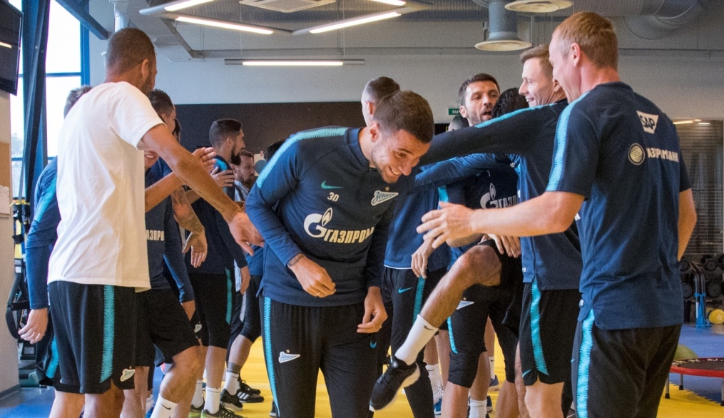 Тренировка «Зенита» в спортзале перед матчем с «Анжи»