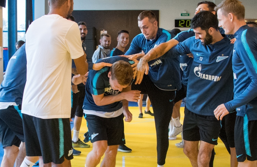 Тренировка «Зенита» в спортзале перед матчем с «Анжи»