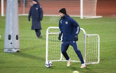 Тренировка сборной России перед матчем с Кипром