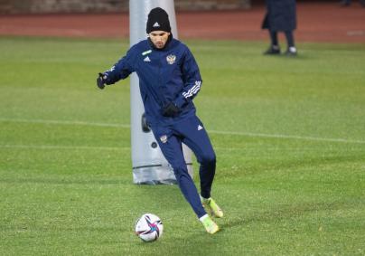 Тренировка сборной России перед матчем с Кипром