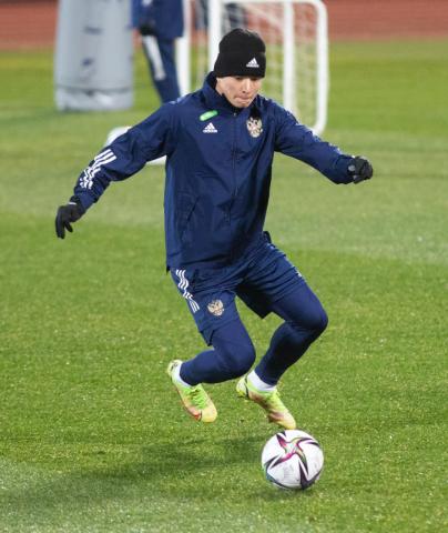 Тренировка сборной России перед матчем с Кипром