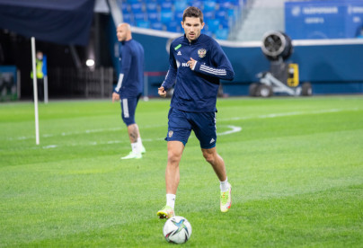 Тренировка сборной России перед матчем с Кипром