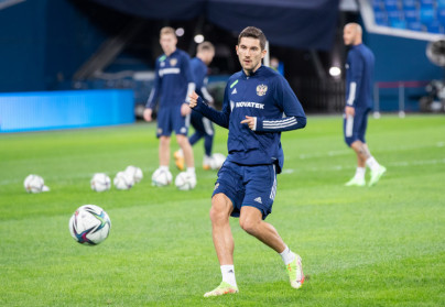 Тренировка сборной России перед матчем с Кипром