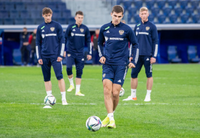 Тренировка сборной России перед матчем с Кипром