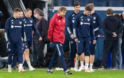 Тренировка сборной России перед матчем с Кипром