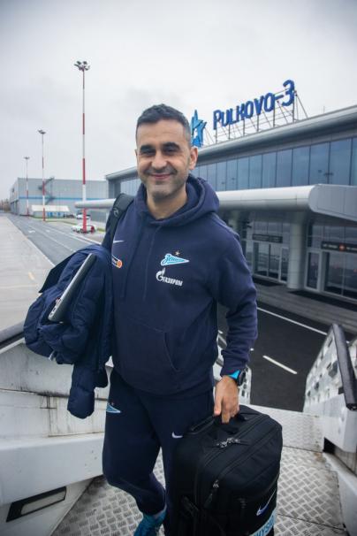 Команда «Зенит» перед вылетом на матч с «Краснодаром»