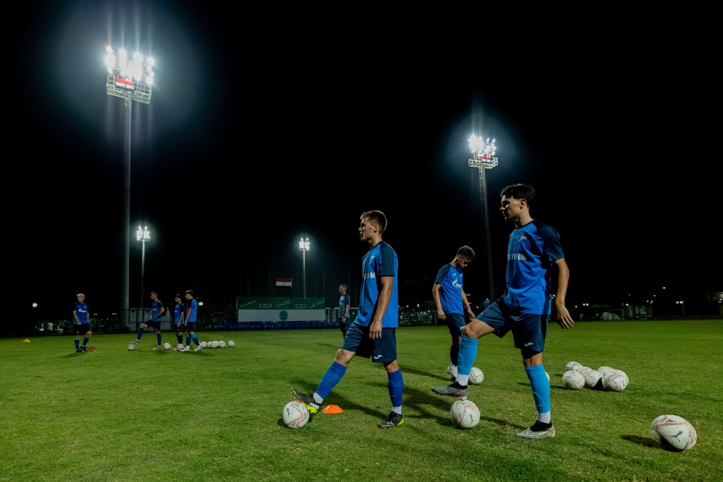 Тренировка молодежной команды «Зенит» перед матчем с ФК «Аль-Иттихад»