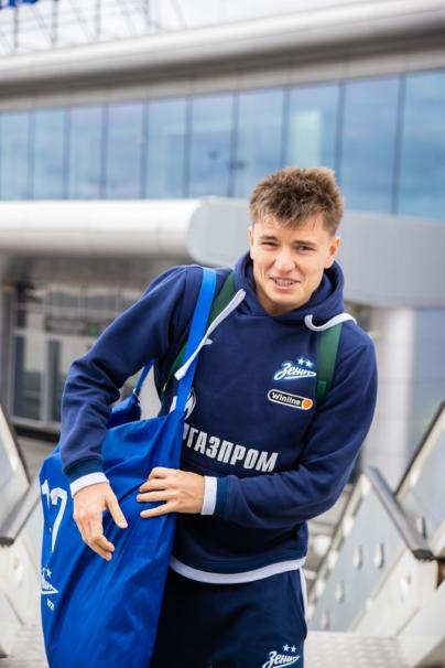 Команда «Зенит» перед вылетом на матч с «Краснодаром»