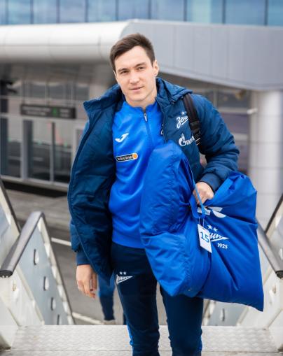 Команда «Зенит» перед вылетом на матч с «Краснодаром»