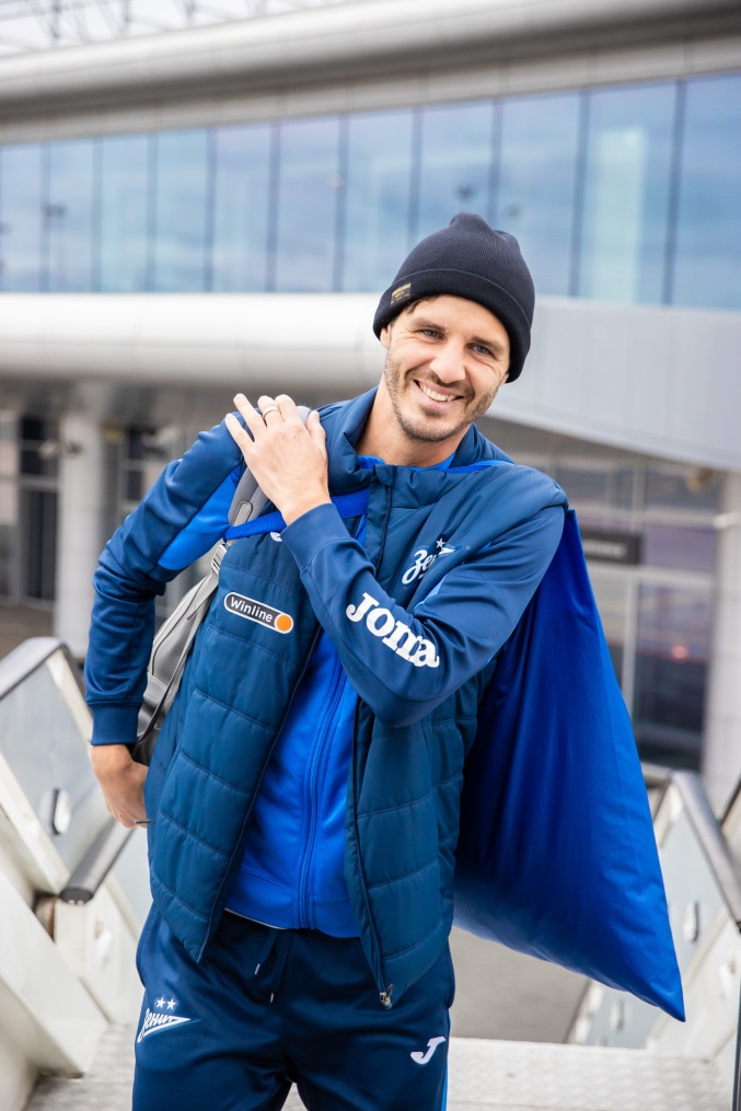 Команда «Зенит» перед вылетом на матч с «Краснодаром»