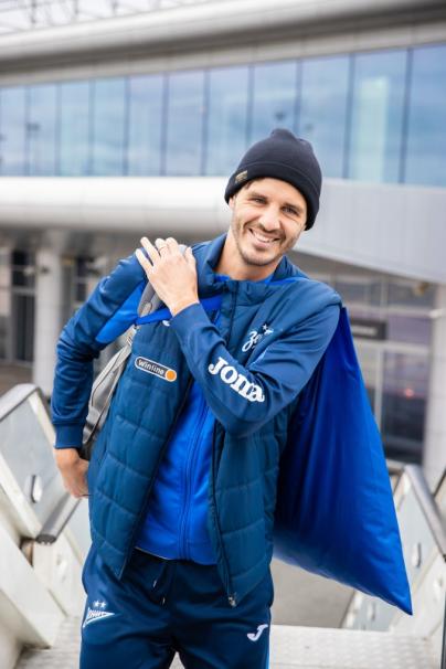 Команда «Зенит» перед вылетом на матч с «Краснодаром»