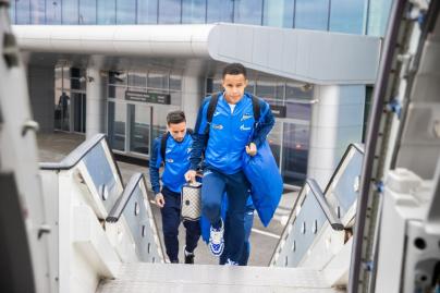 Команда «Зенит» перед вылетом на матч с «Краснодаром»