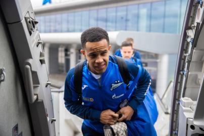 Команда «Зенит» перед вылетом на матч с «Краснодаром»