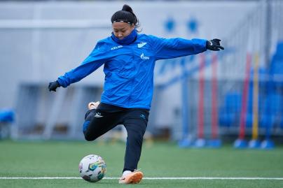 Тренировка женской команды перед матчем с «Рязанью-ВДВ»