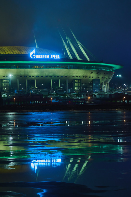 Подсветка «Газпром Арены»: «Ленточка Ленинградской Победы»