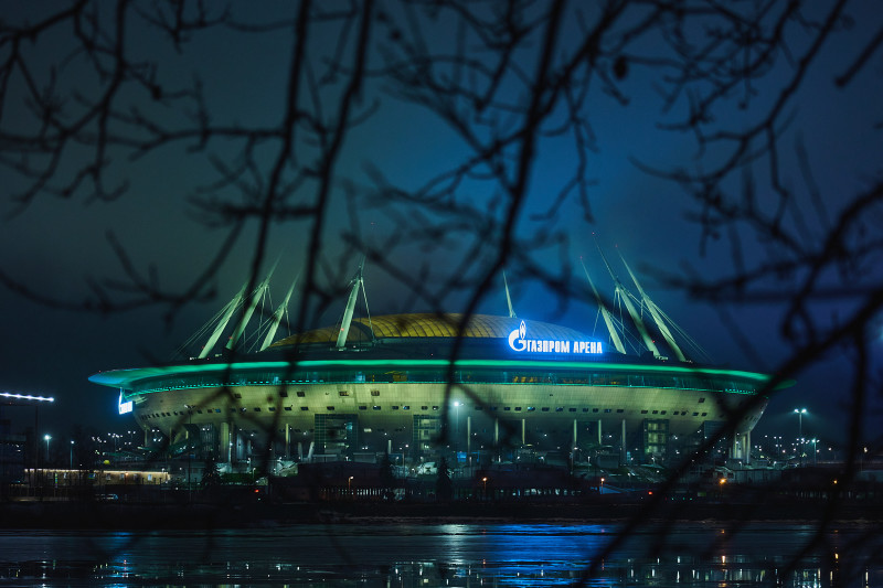 Подсветка «Газпром Арены»: «Ленточка Ленинградской Победы»