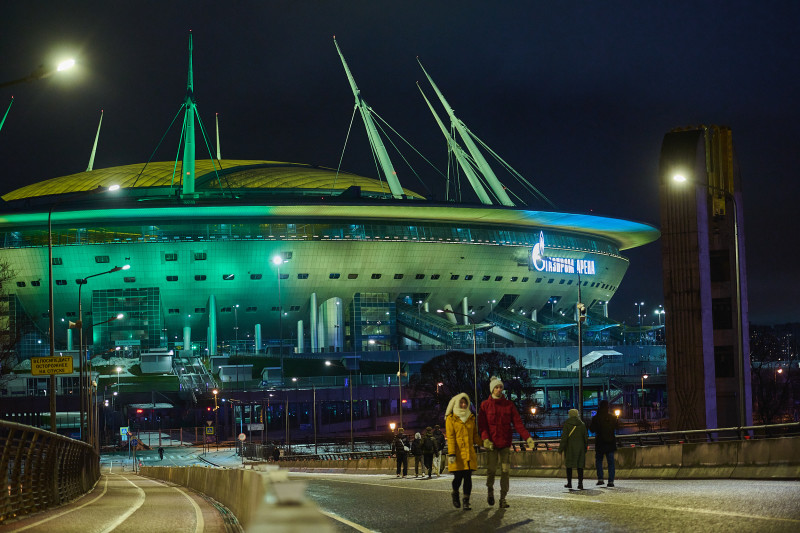 Подсветка «Газпром Арены»: «Ленточка Ленинградской Победы»