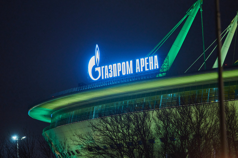 Подсветка «Газпром Арены»: «Ленточка Ленинградской Победы»