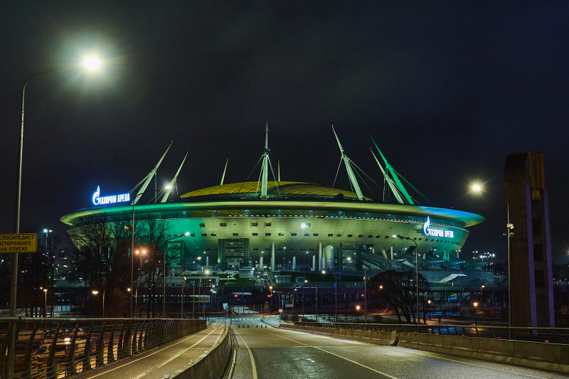 Подсветка «Газпром Арены»: «Ленточка Ленинградской Победы»