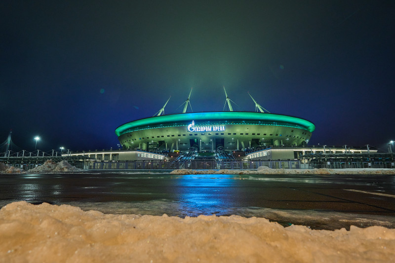 Подсветка «Газпром Арены»: «Ленточка Ленинградской Победы»