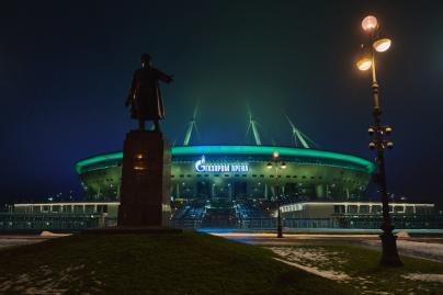 Подсветка «Газпром Арены»: «Ленточка Ленинградской Победы»