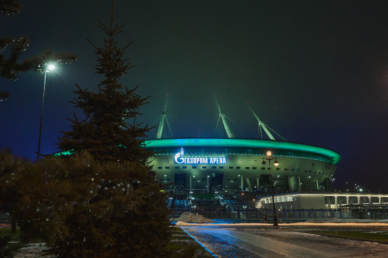 Подсветка «Газпром Арены»: «Ленточка Ленинградской Победы»