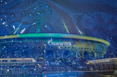 Подсветка «Газпром Арены»: «Ленточка Ленинградской Победы»