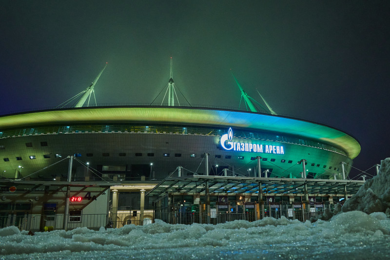Подсветка «Газпром Арены»: «Ленточка Ленинградской Победы»