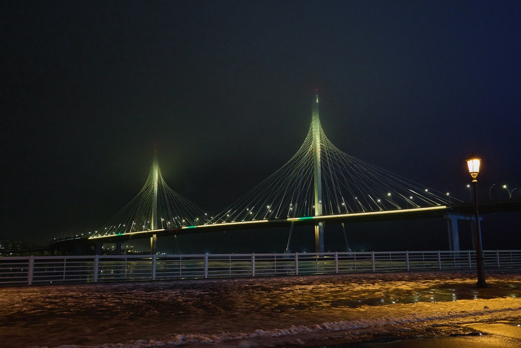 Подсветка «Газпром Арены»: «Ленточка Ленинградской Победы»