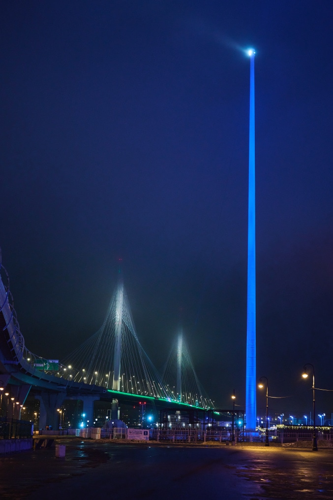 Подсветка «Газпром Арены»: «Ленточка Ленинградской Победы»