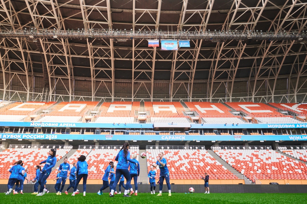 Тренировка женской команды на «Мордовия Арене» перед финалом Winline Кубка России
