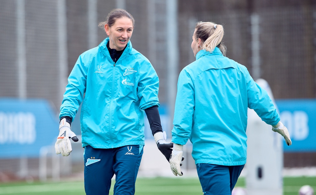 Тренировка женской команды перед матчем с «Динамо»