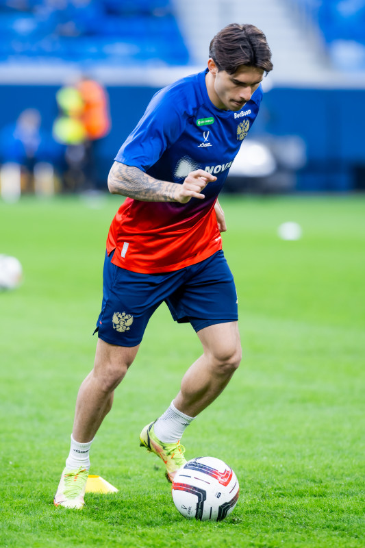 Тренировка сборной России по футболу накануне матча со сборной Мали