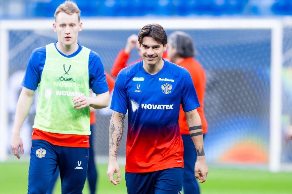 Тренировка сборной России по футболу накануне матча со сборной Мали