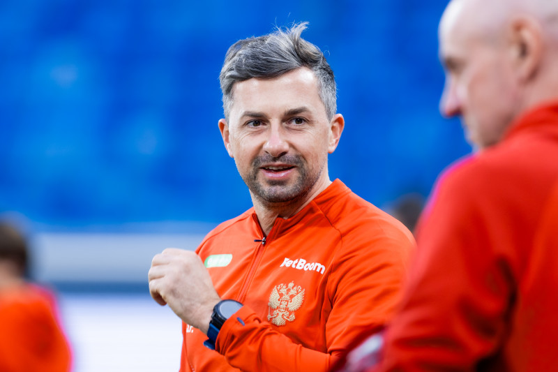 Тренировка сборной России по футболу накануне матча со сборной Мали