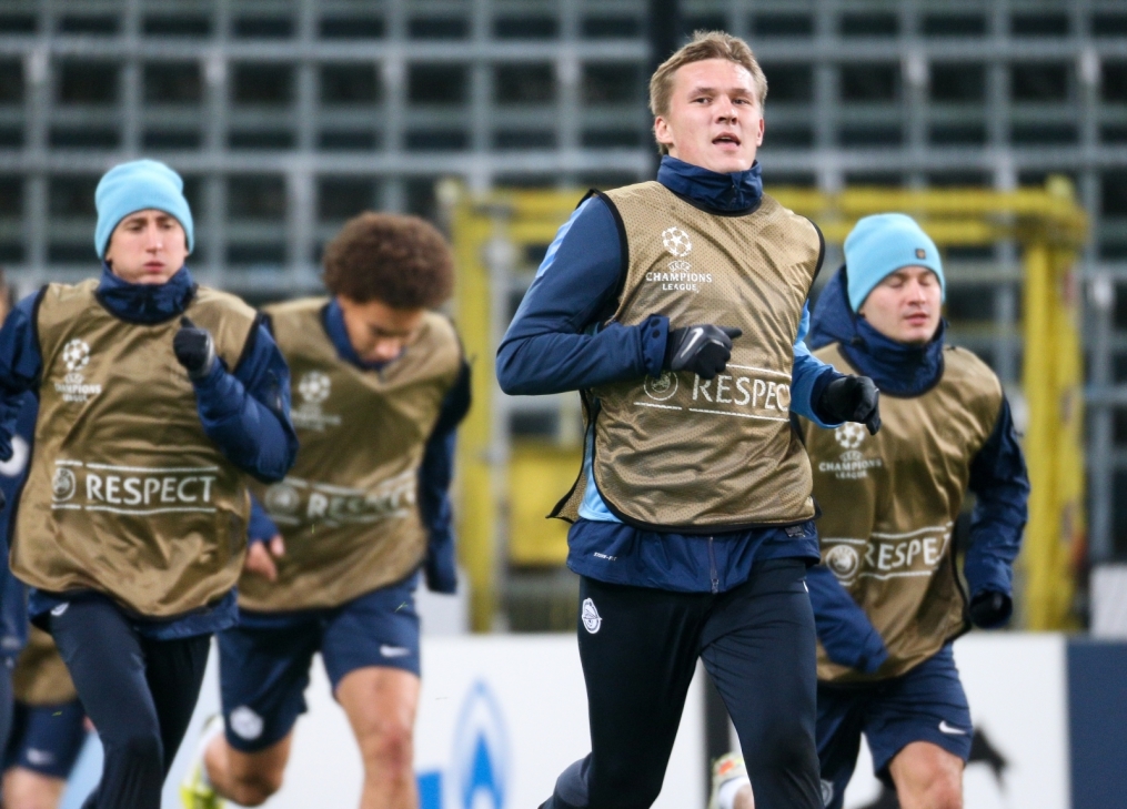 Тренировка сине-бело-голубых перед матчем ФК «Андерлехт» — ФК «Зенит»