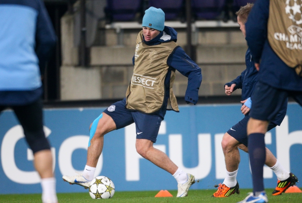 Тренировка сине-бело-голубых перед матчем ФК «Андерлехт» — ФК «Зенит»