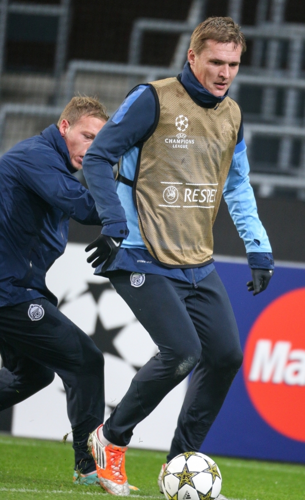 Тренировка сине-бело-голубых перед матчем ФК «Андерлехт» — ФК «Зенит»