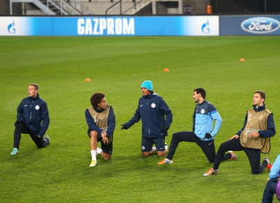 Training blue-white-blue before the match FC «Anderlecht» — FC «Zenit»