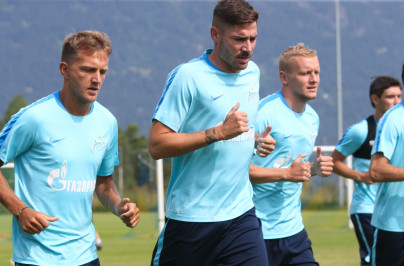 «Газпром»-тренировочные сборы в Швейцарии: утренняя тренировка 11 июля