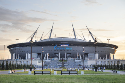 Новое оформление фасада стадиона «Газпром Арена»