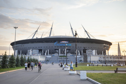 Новое оформление фасада стадиона «Газпром Арена»