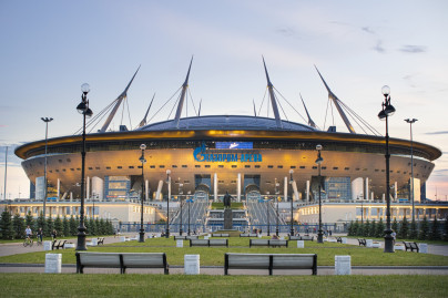 Новое оформление фасада стадиона «Газпром Арена»
