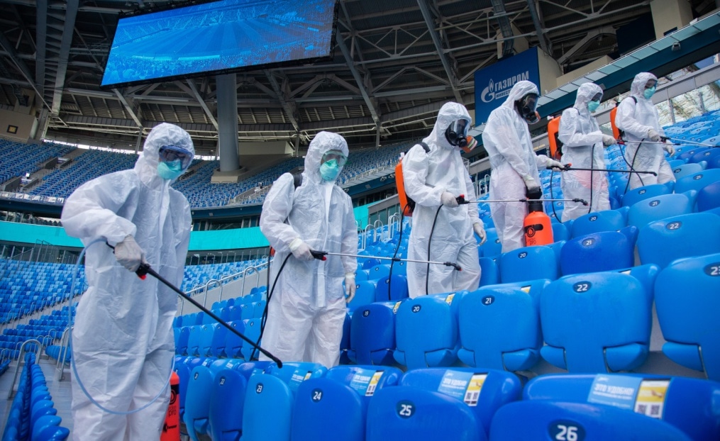 Дезинфекция стадиона перед матчем «Зенит» — «Крылья Советов»