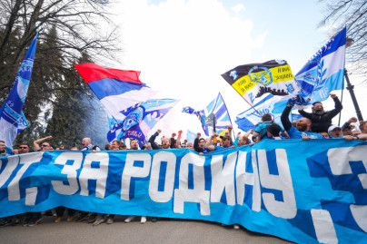 Чемпионский проход фанатов к стадиону Газпром Арена