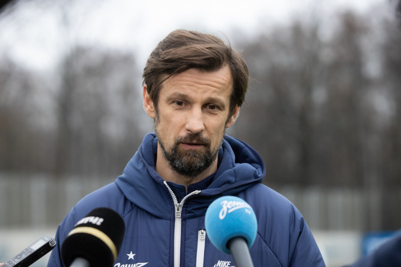 Сергей Семак на пресс-брифинге перед матчем с «Торпедо»