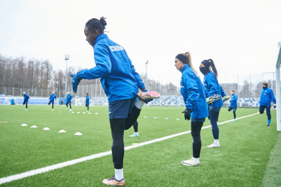 Тренировка женской команды перед матчем с «Рубином»